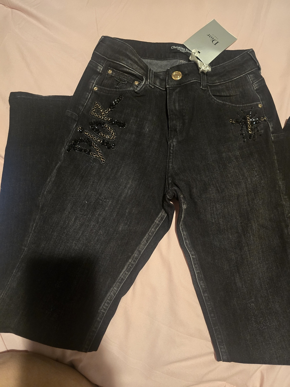 Dior Women's Black Embellished Jeans